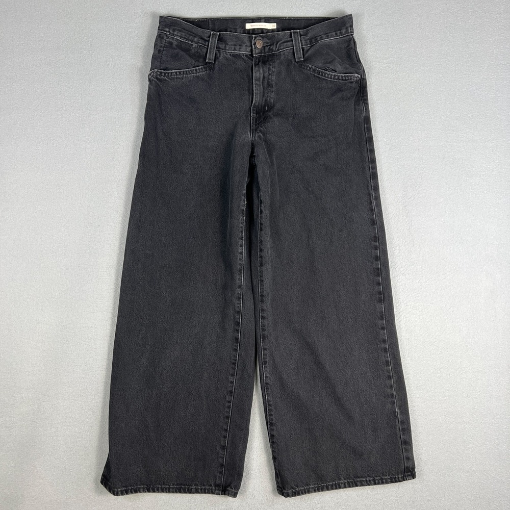 Levis 94 Baggy Wide Leg Jeans Womans 30 (Fit 33x29.5) Black Denim Skater Grunge